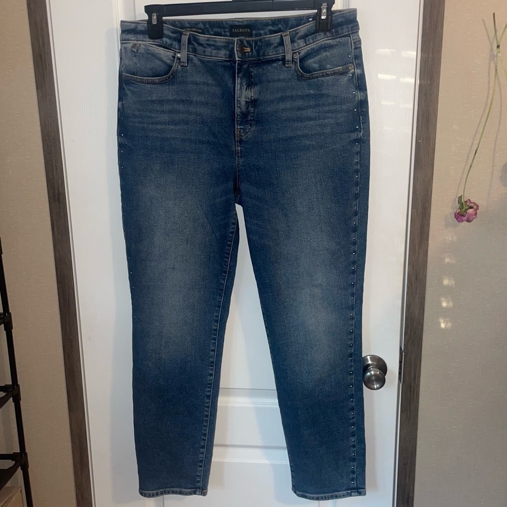 Talbots Slim Ankle Jeans W/ Studded Detail Size 12
